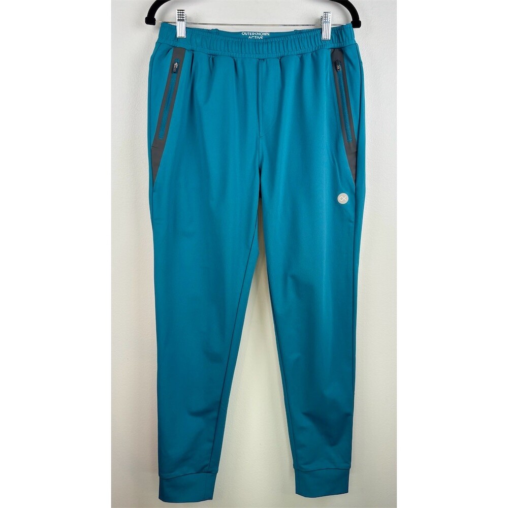 Outerknown Active Jogger Pants Men's Teal Blue Elastic Waist Zip Pockets